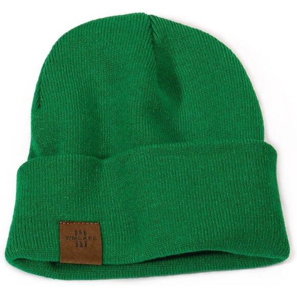 Men and Women Forest Green Acrylic Stretchy Daily Knit Warm Winter Beanie Hats - Picture 2 of 6